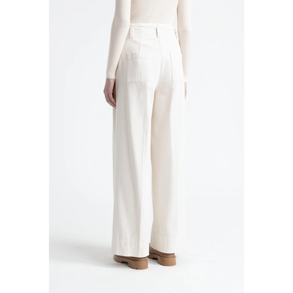 PESERICO Katoenen gabardine palazzo broek White Dames