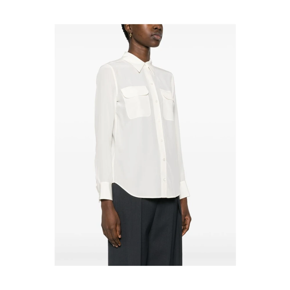 Equipment Zijden Witte Shirt met Zakken White Dames