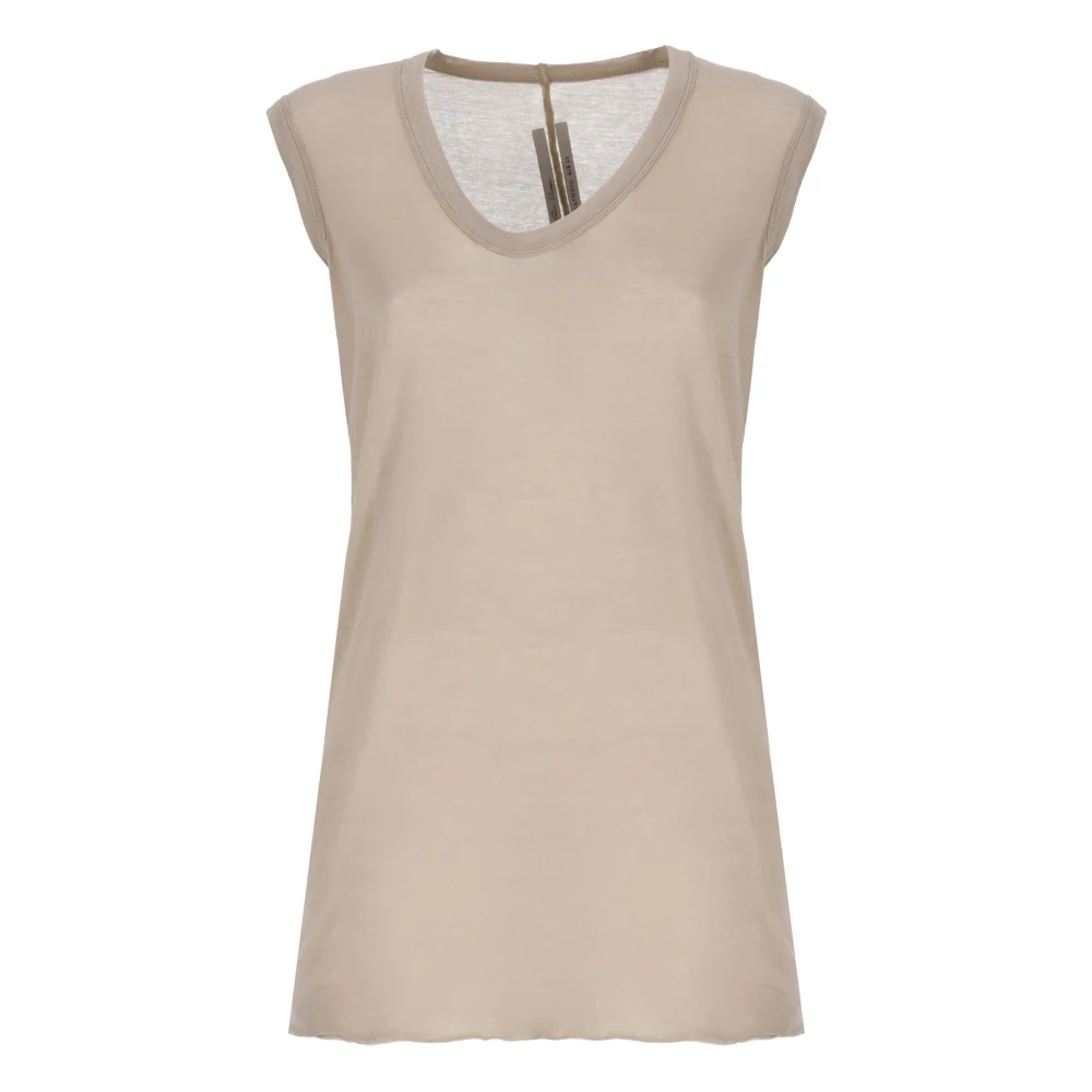 Rick Owens Beige Katoenen V-hals Mouwloze Top Beige Dames