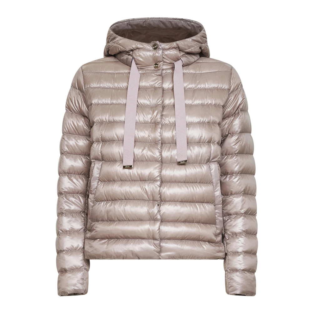 Herno Women's Pink Down Jackets, 2XL, Hooded Quilted Jacket