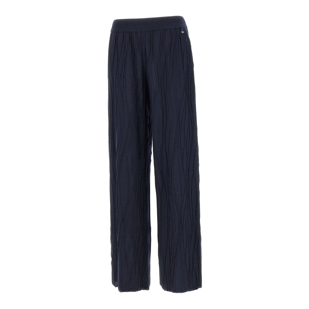 Herno Wol Wave Textuur Broek Blue Dames
