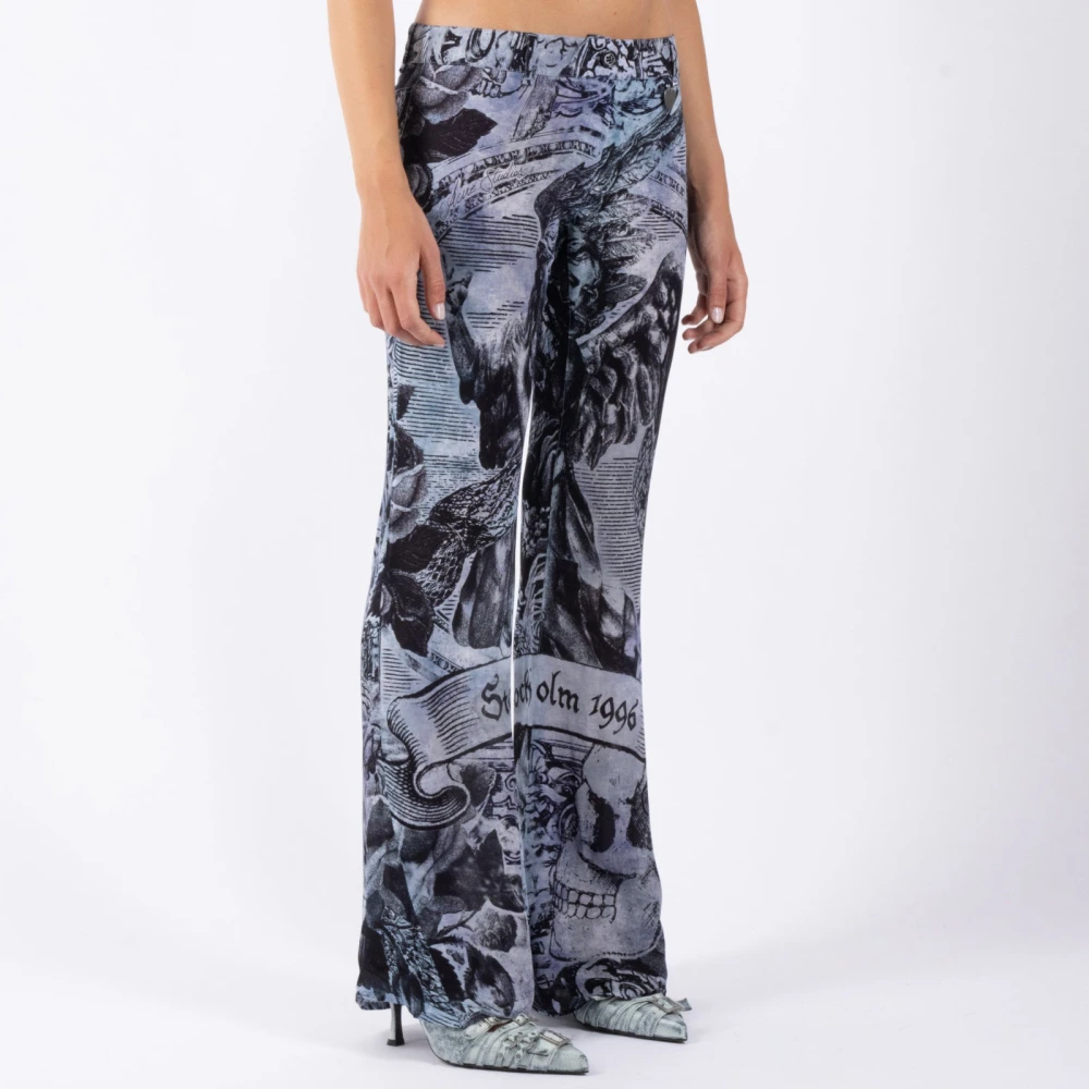 Acne Studios Multi Grijs Viscose Broek Multicolor Dames