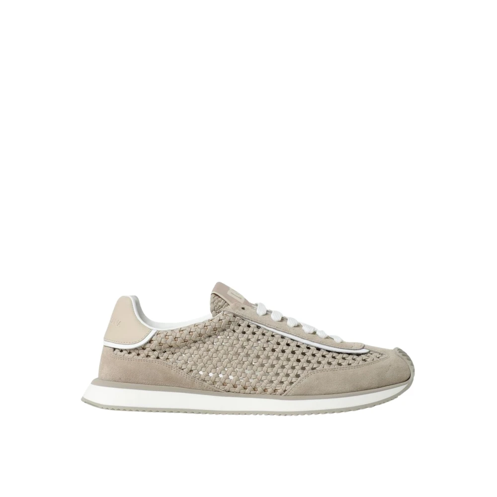 Dolce & Gabbana Woven Suede Sneakers Heren Schoenen Beige