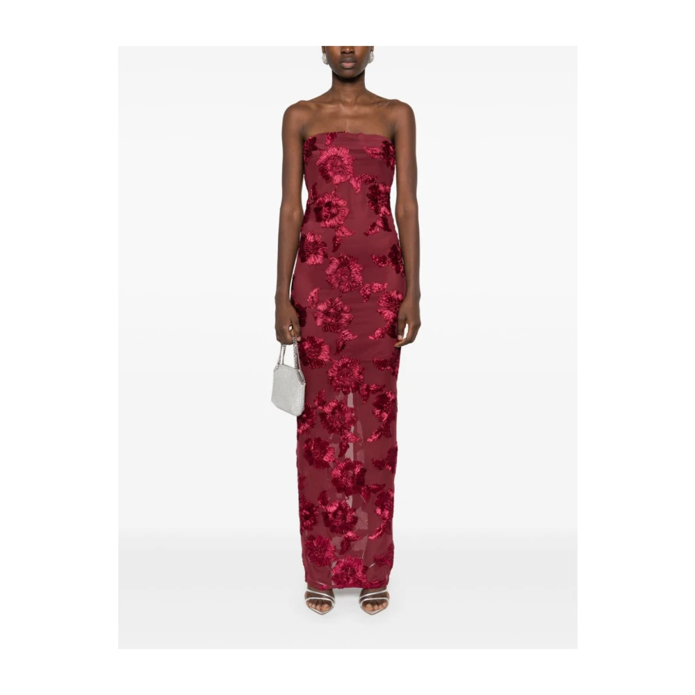 Rotate Birger Christensen Geborduurde Mesh Maxi Jurk Red Dames