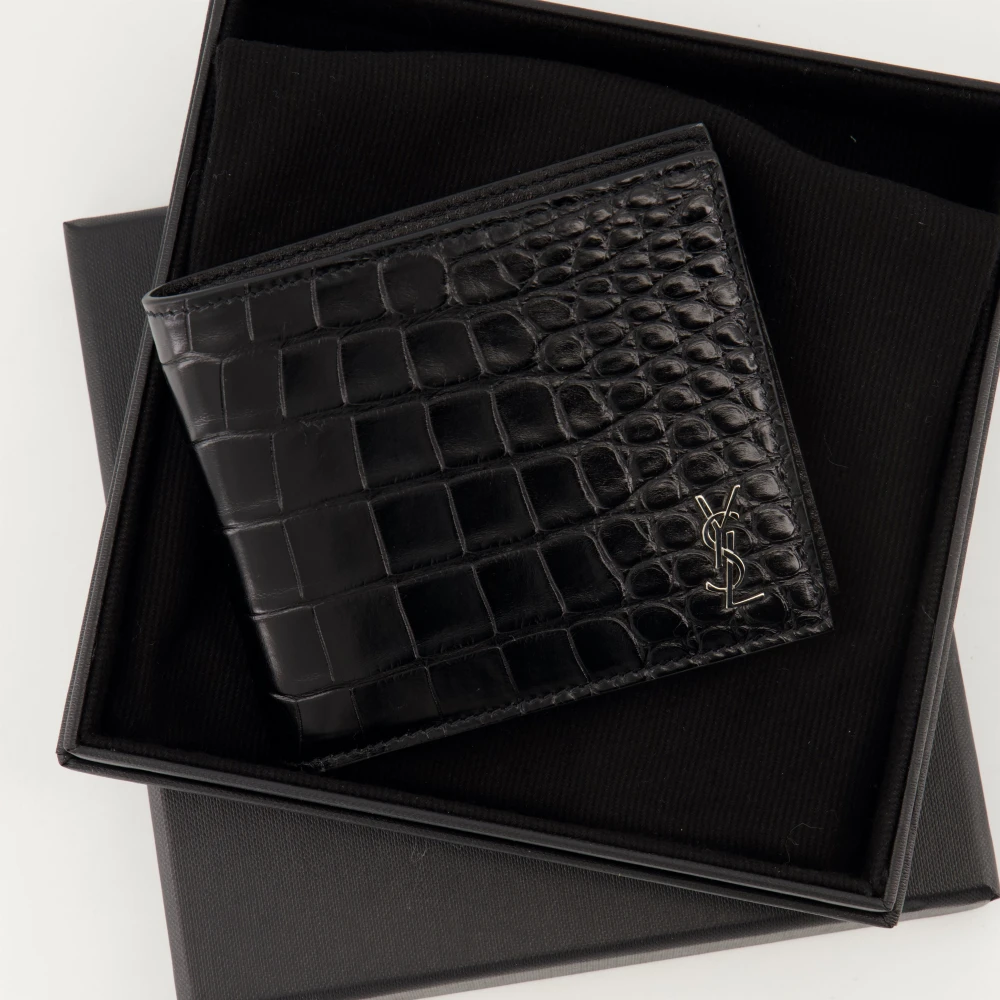 Saint Laurent Alligator Leren Portemonnee Cassandre Collectie Black Heren