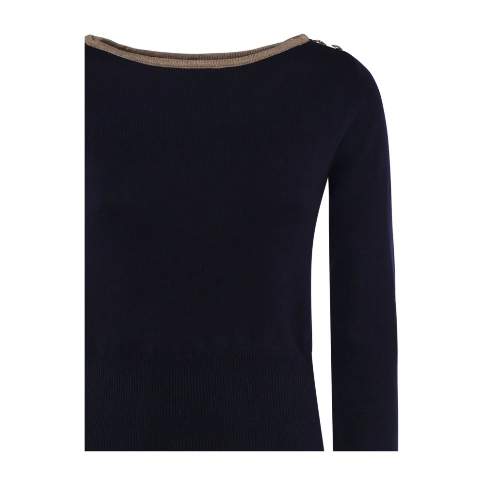 Guess Zwarte Katoenen Trui Boothals Lange Mouwen Black Dames