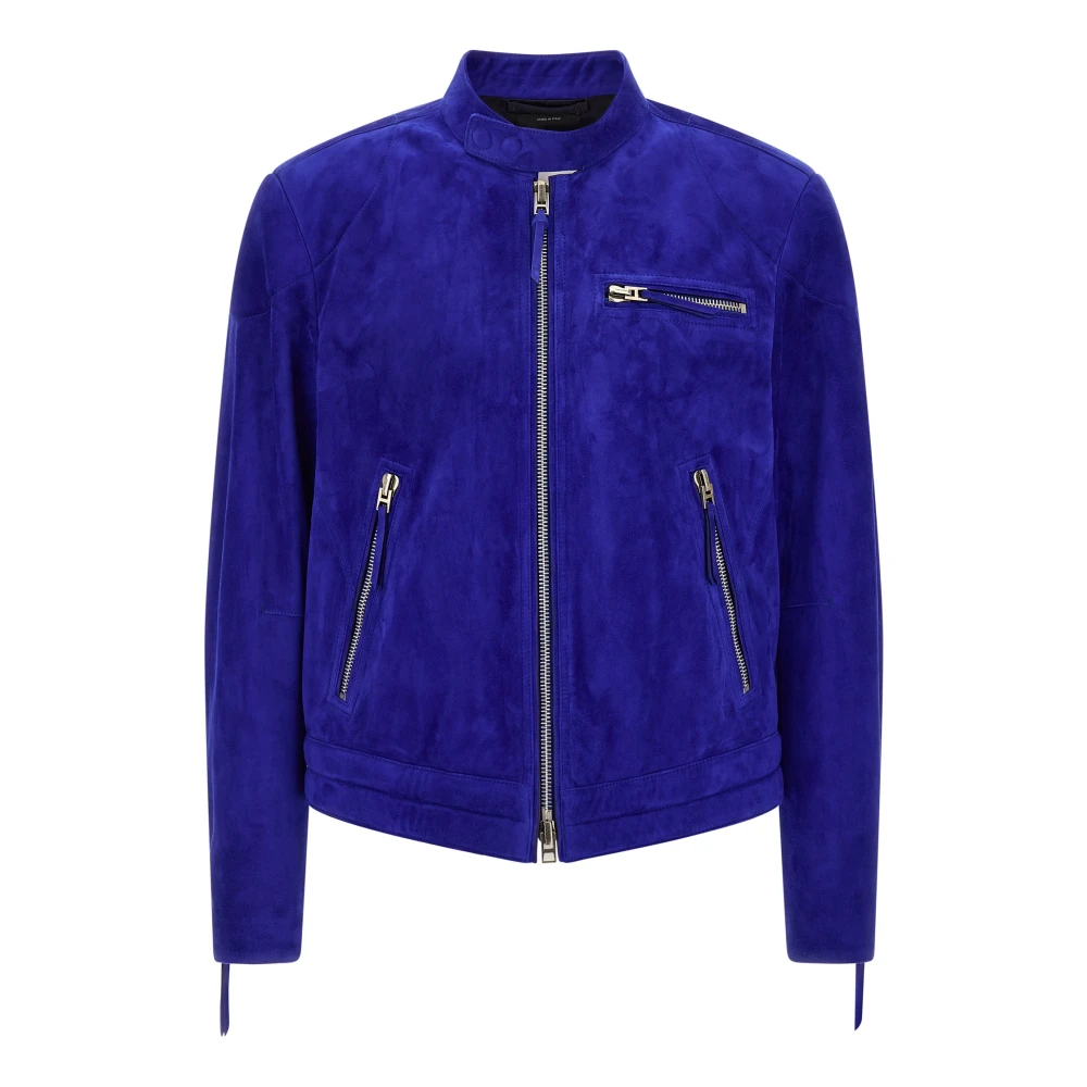 Tom Ford Men's Blue Suede Cashmere Jacket