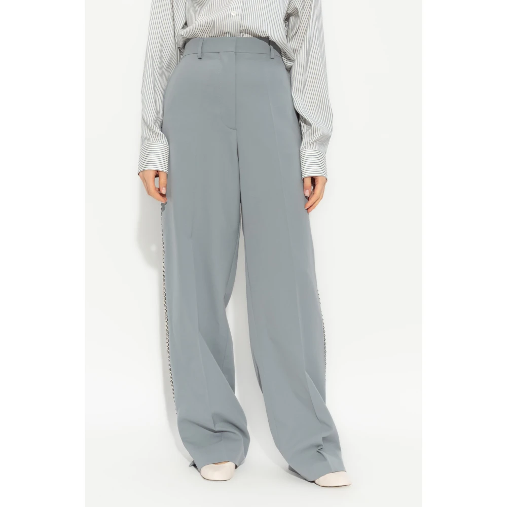 Stella Mccartney Wollen broek met kenmerkende ketting Gray Dames
