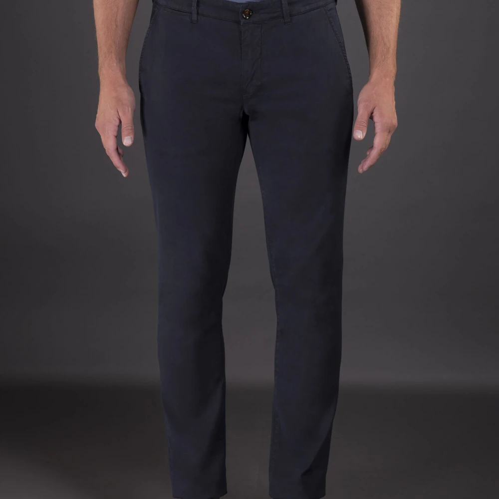 Moorer Vintage Zijde Katoen Chino Broek Blue Heren