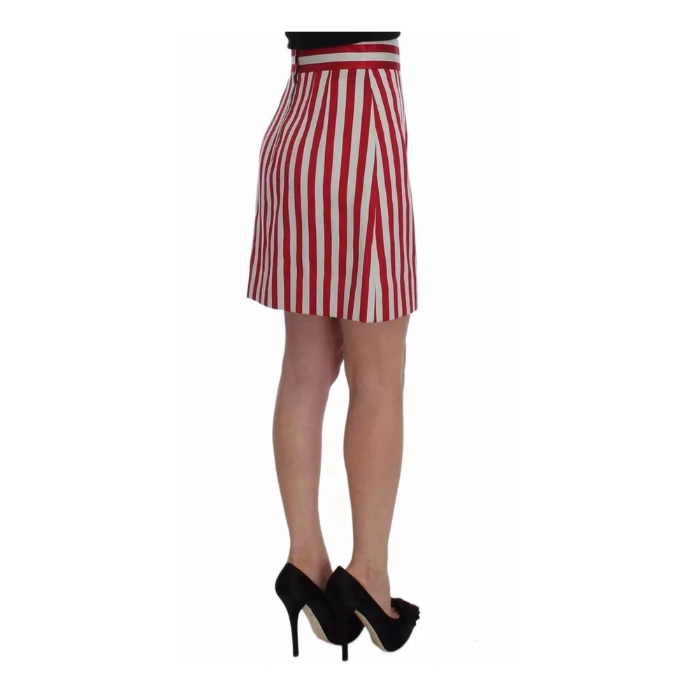 Dolce & Gabbana Zilver Rood Gestreepte A-Lijn Rok Red Dames