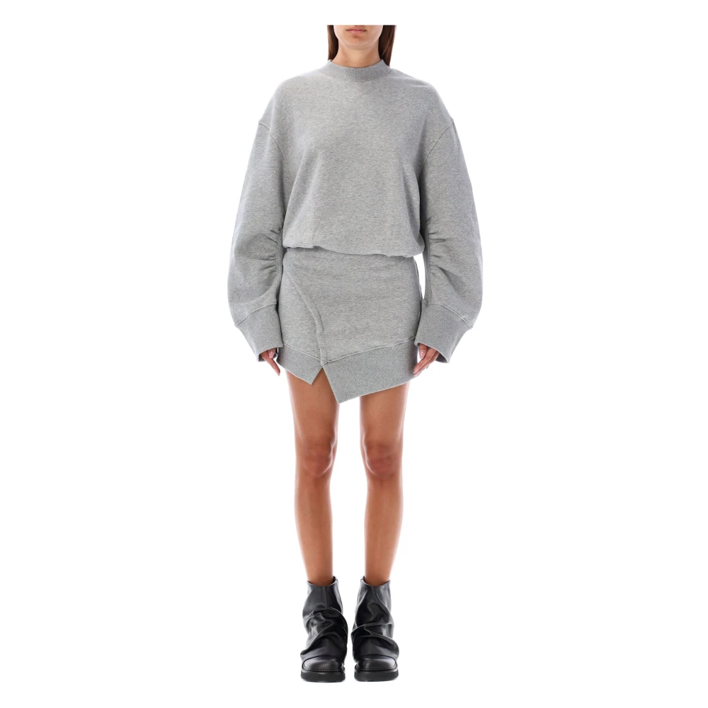 The Attico Gezellig Melange Grijs Fleece Mini Jurk Gray Dames