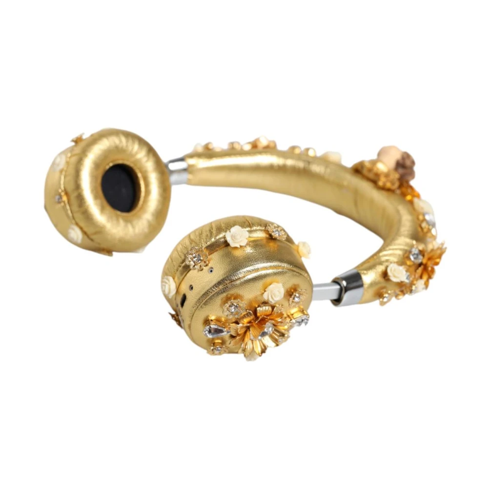 Dolce & Gabbana Gouden Bloem Kristal Hoofdtelefoons Yellow Dames