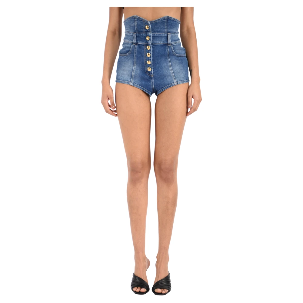 Elisabetta Franchi Blue Denim Shorts - Female - Denim Shorts - 2XL - Shorts