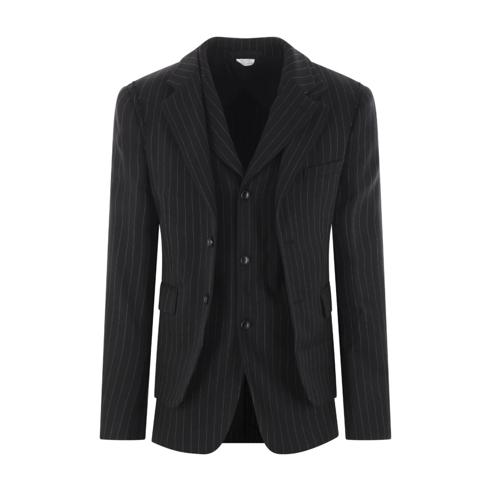 Comme des Garçons Zwarte wollen krijtstreep jas Black Heren