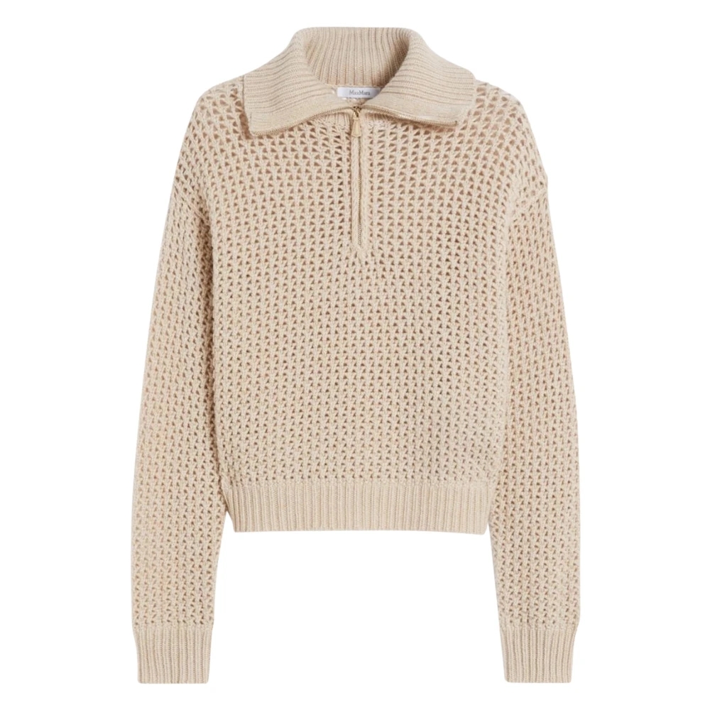Max Mara Women's Beige Turtlenecks, M, Wool, Cashmere And Lurex Jumper
