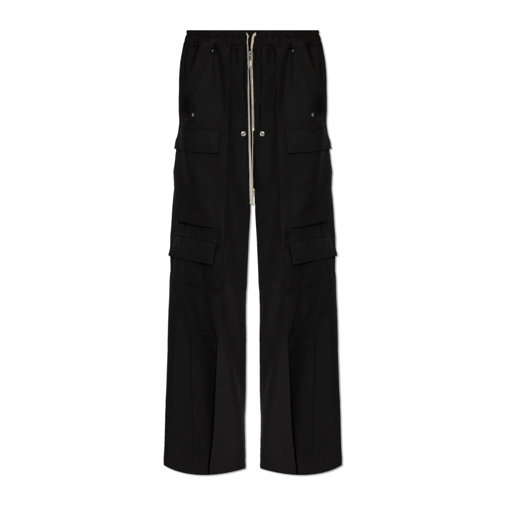 Rick Owens Zwarte Cargo Wijde Pijp Broek Black Dames