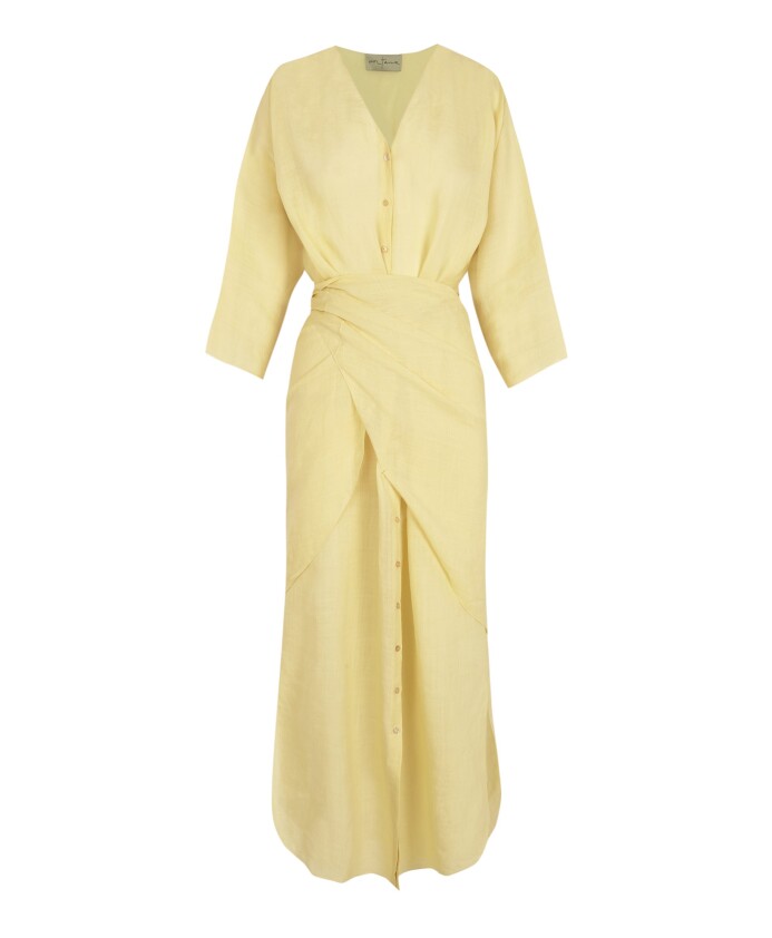 robe-midi-en-ramie-jaune-clair