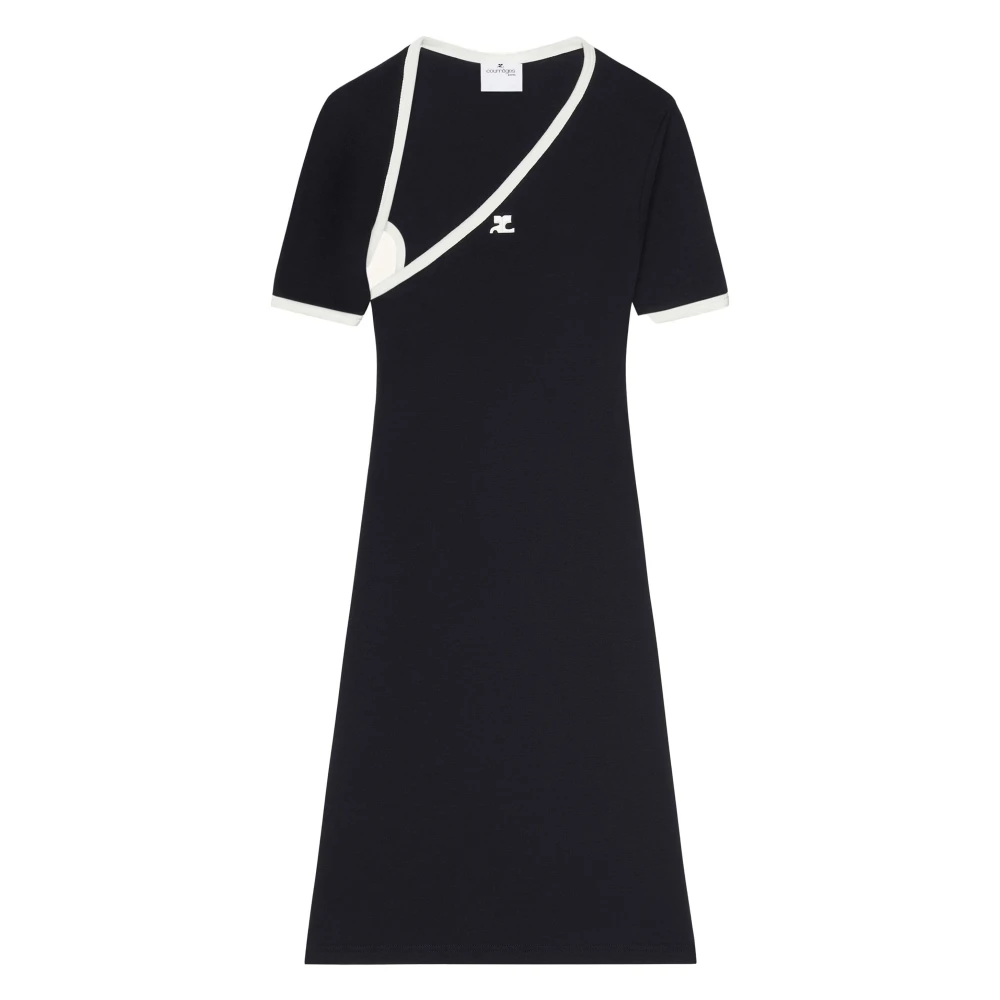 Courrèges Zwart Slash Contrast Katoenen Jurk Black Dames