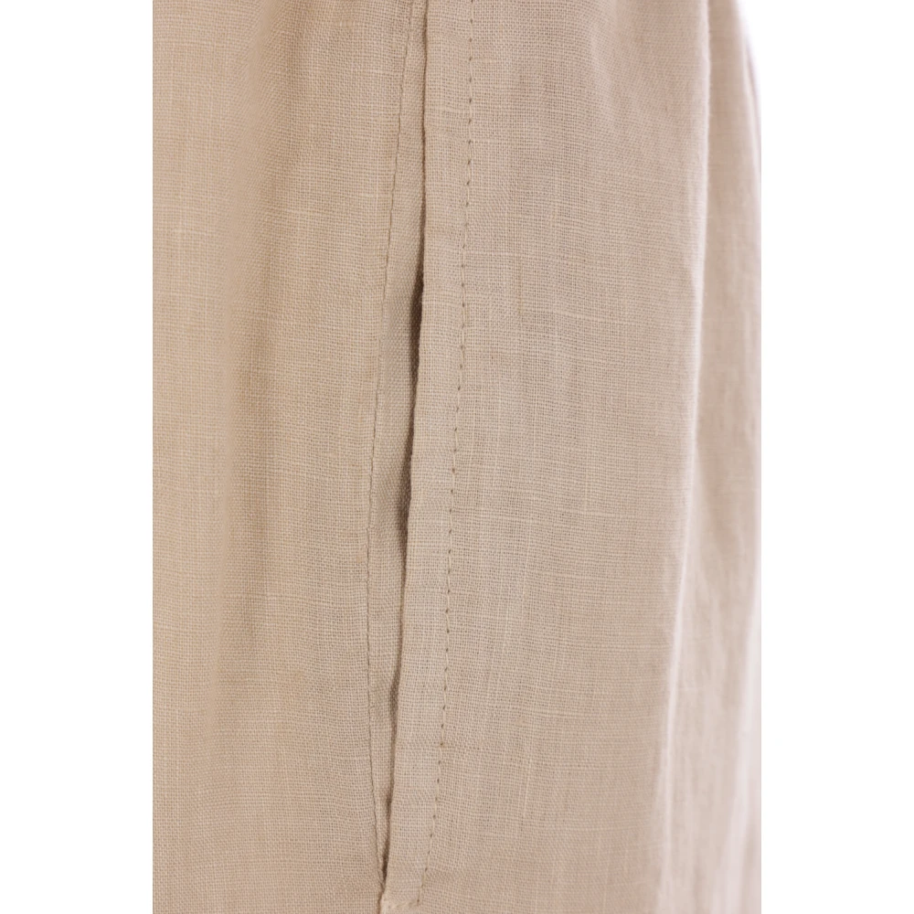 Aspesi Linnen Broek Sand Regular Fit Hem Beige Dames
