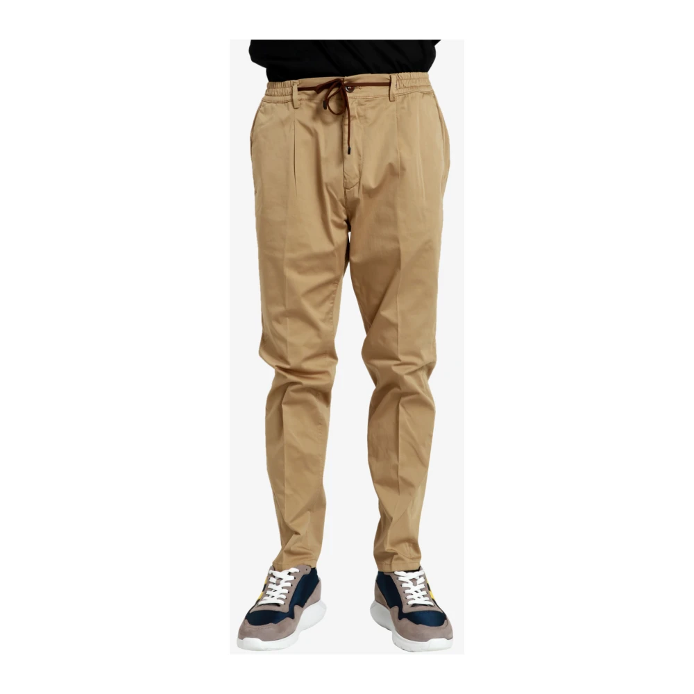Cruna Bruine Katoenen Broek met Elastische Tailleband Brown Heren