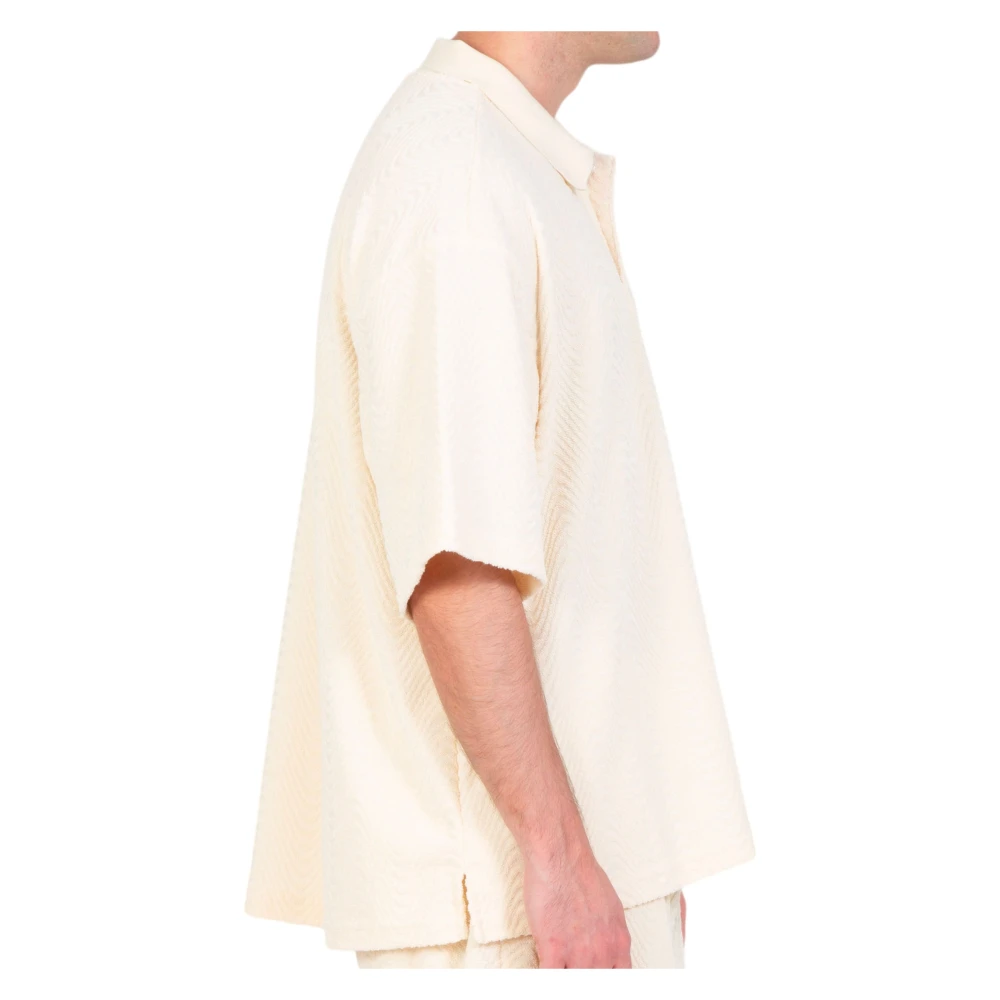 Pleasures Boxy Polo Shirt in Off White Heren
