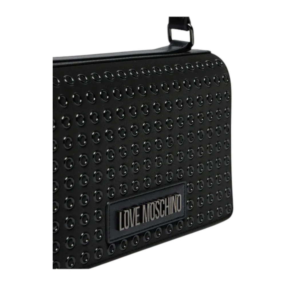 Love Moschino Stijlvolle Eyelets Gun Metal Schoudertas Black Dames