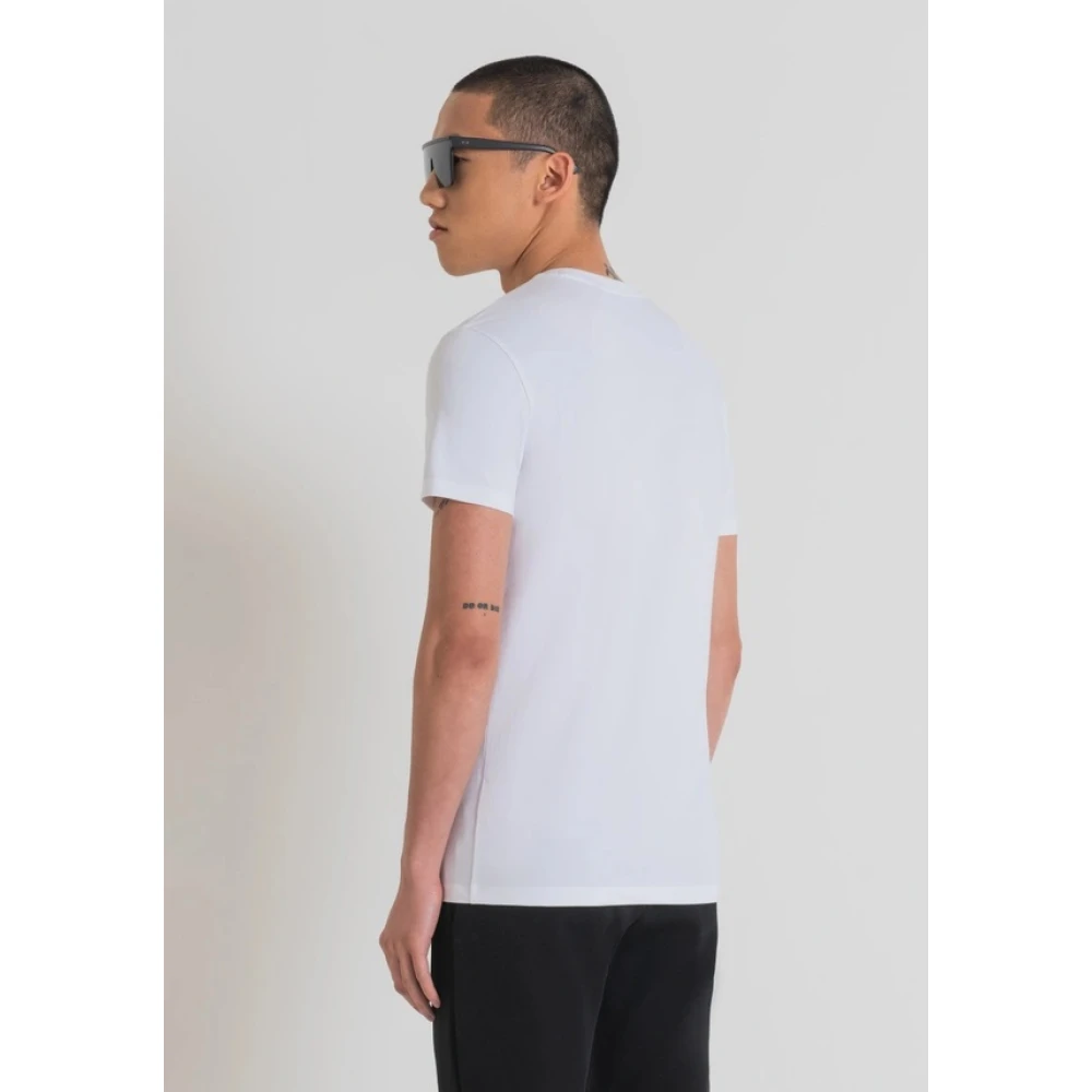 Antony Morato T-Shirt- AM Super Slim FIT Stretch Cotton Fa120032 White Heren