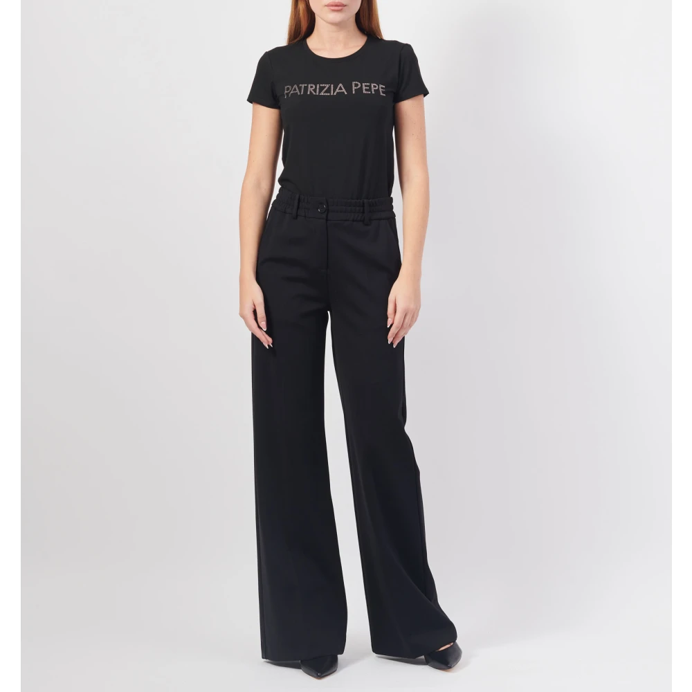 PATRIZIA PEPE Palazzo Broek met Lage Taille Black Dames