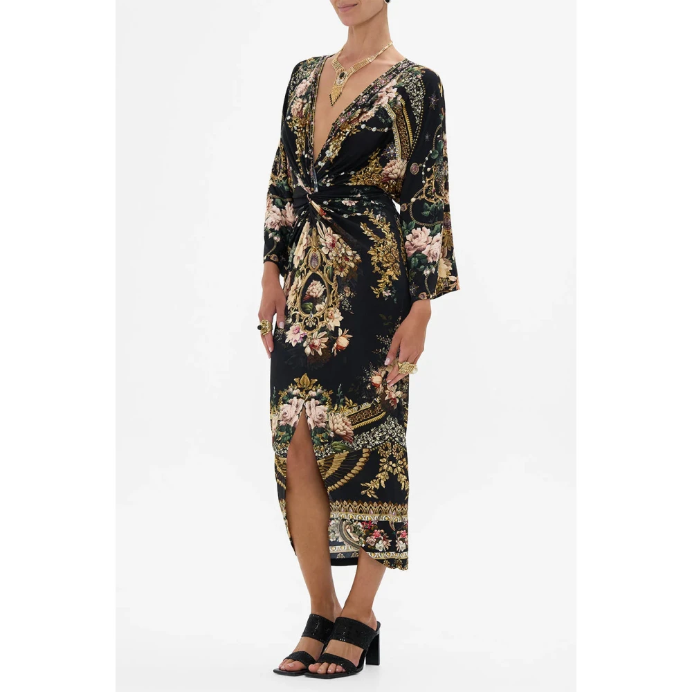 Camilla Zwarte Bloemen Twist Jurk Dynasty Daze Black Dames