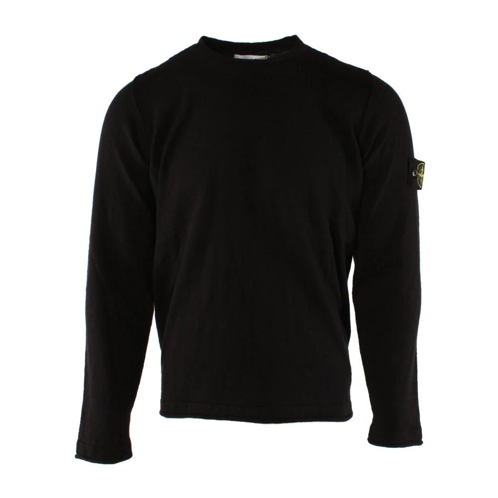 Stone Island Zwarte Katoenmix Trui Black Heren
