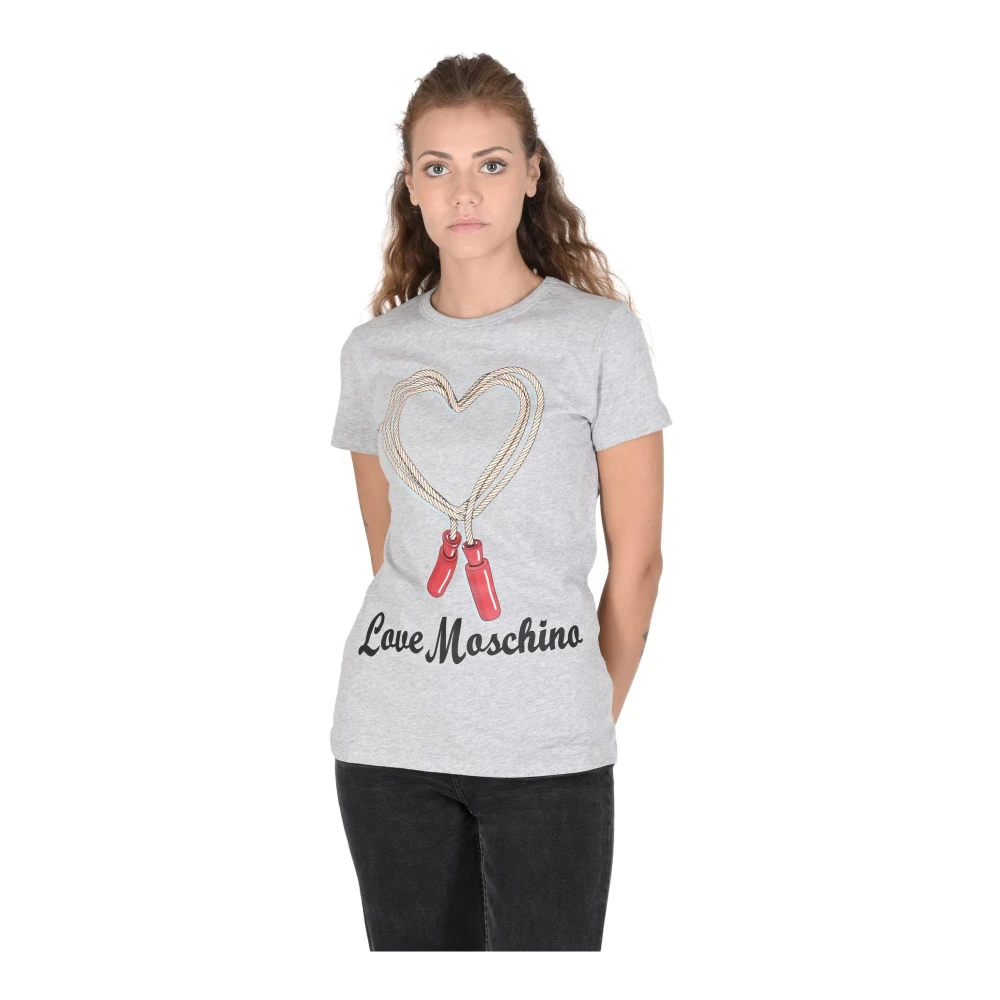 Love Moschino Lichtgrijs Katoenen T-Shirt Gray Dames