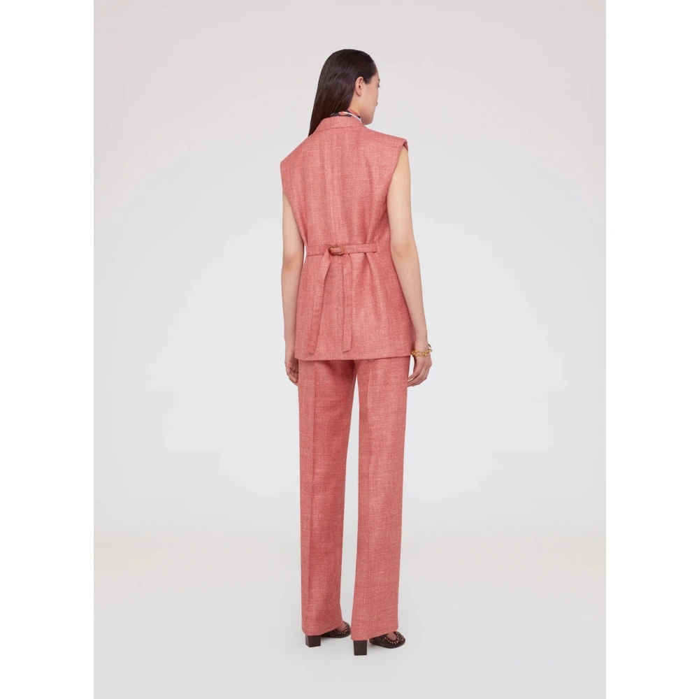 Agnona Mouwloos knoopvest met zakken Pink Dames