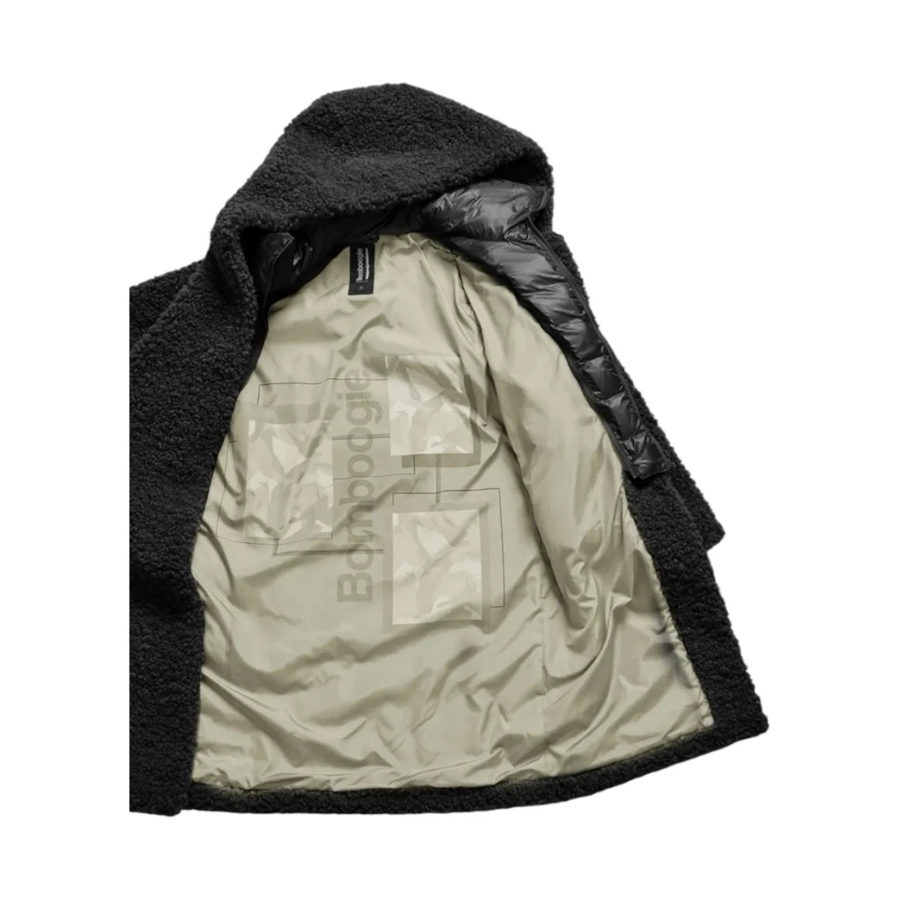 BomBoogie Zwarte Lange Jas met Afneembare Kraag Black Dames