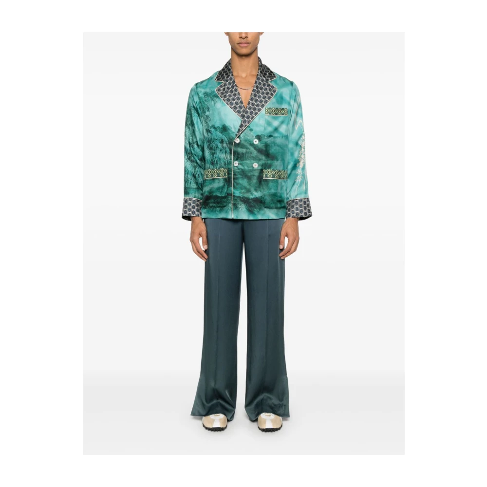 Pierre-Louis Mascia Blauwe Grafische Print Knoopjas Multicolor Dames