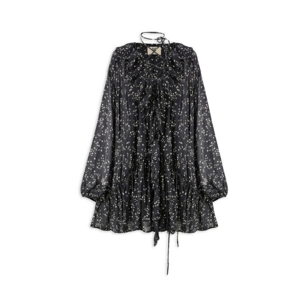 Aniye By Georgette Jurk met Ballonmouwen en Sterrenprint Black Dames