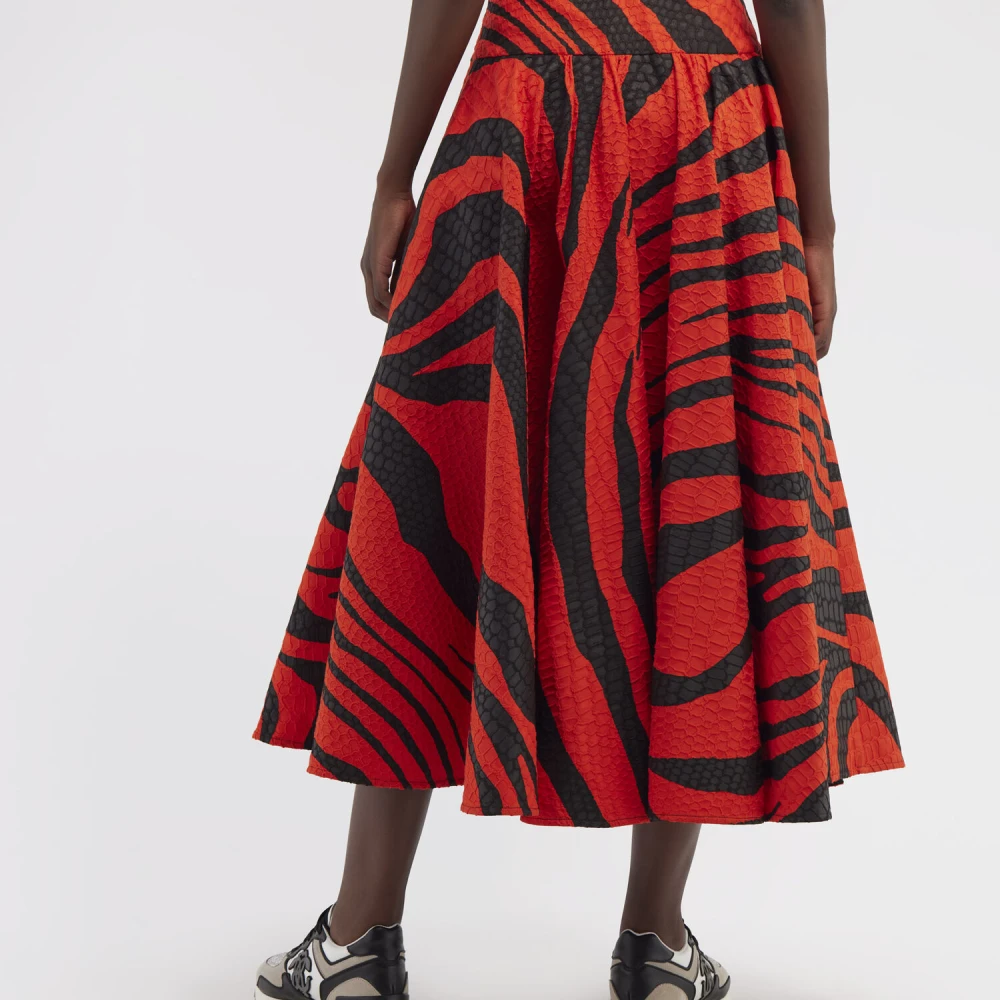 Roberto Cavalli Zebra Print Midi Rok Met Reliëfstructuur Red Dames