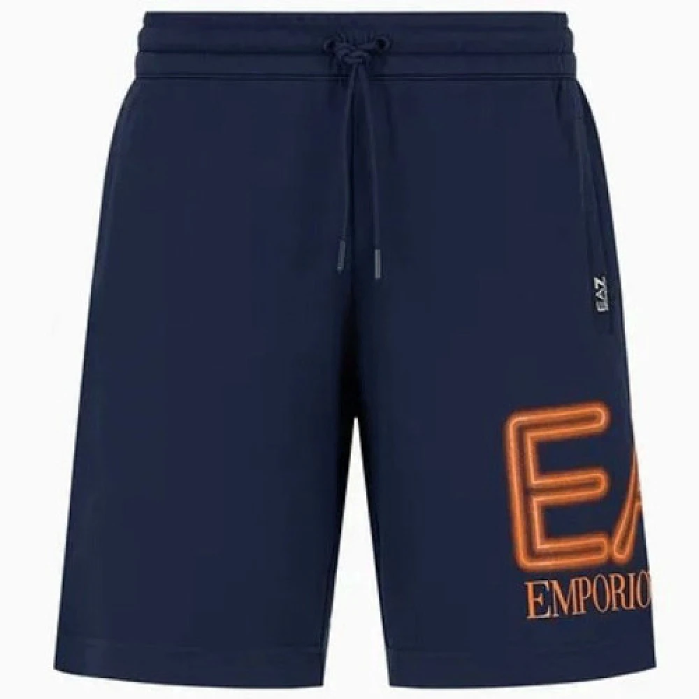 Emporio Armani EA7 Blauw en Oranje Heren Shorts 3Dps76 Blue Heren