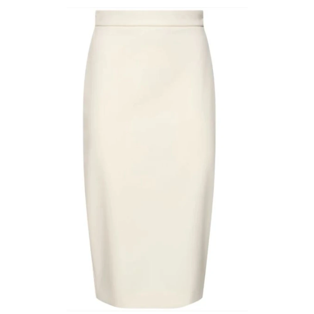 Max Mara Slim-fit kokerrok met centrale split Beige Dames