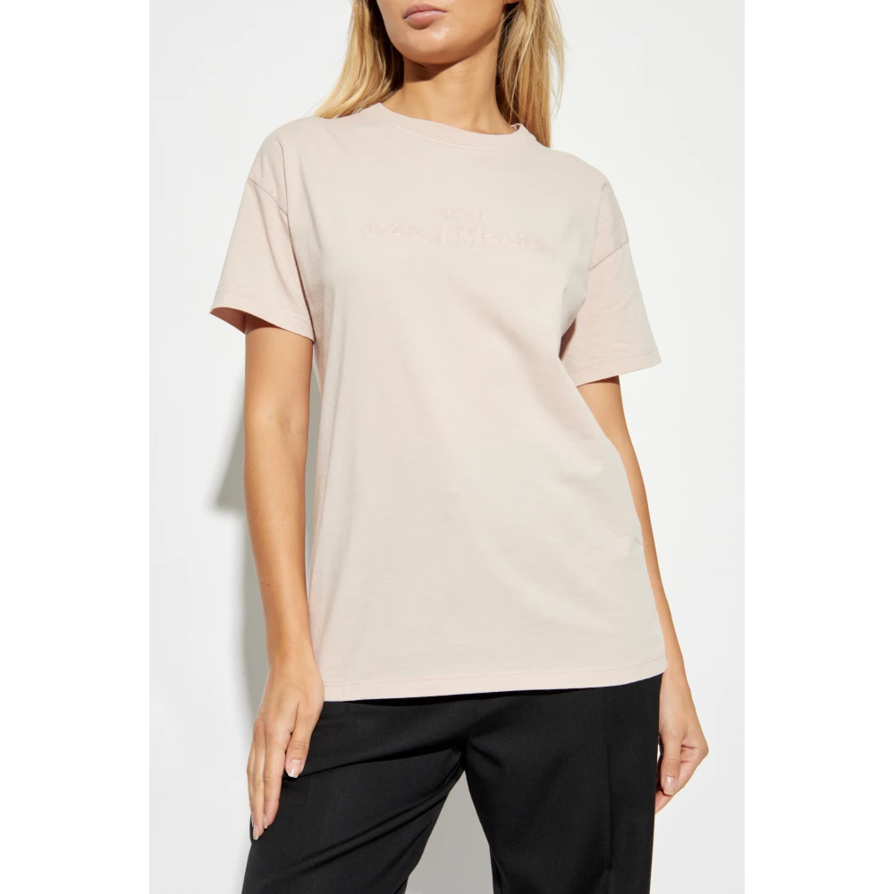 Maison Margiela T-shirt met logo Pink Dames