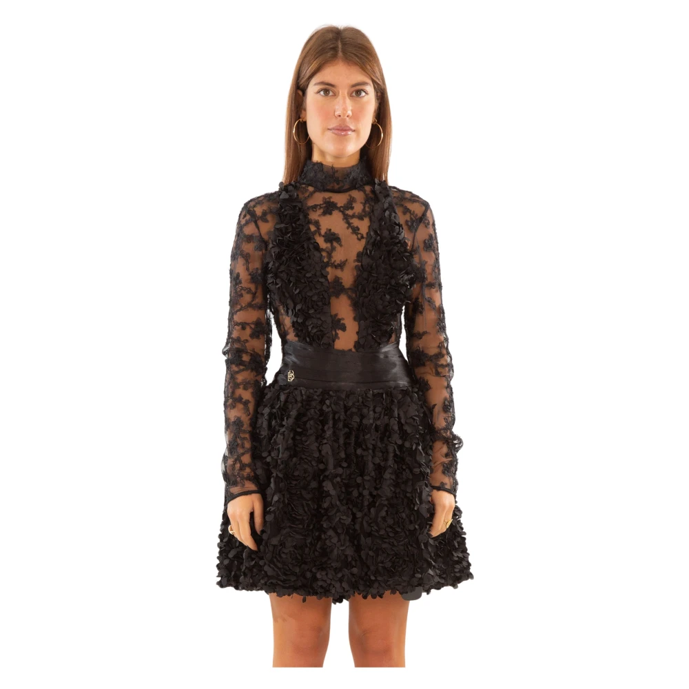 Babylon Quilted Petals Sheer Body in Zwart Black Dames