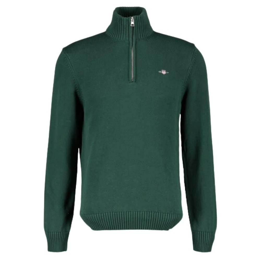 Gant Katoenen Halfzip Trui Green Heren