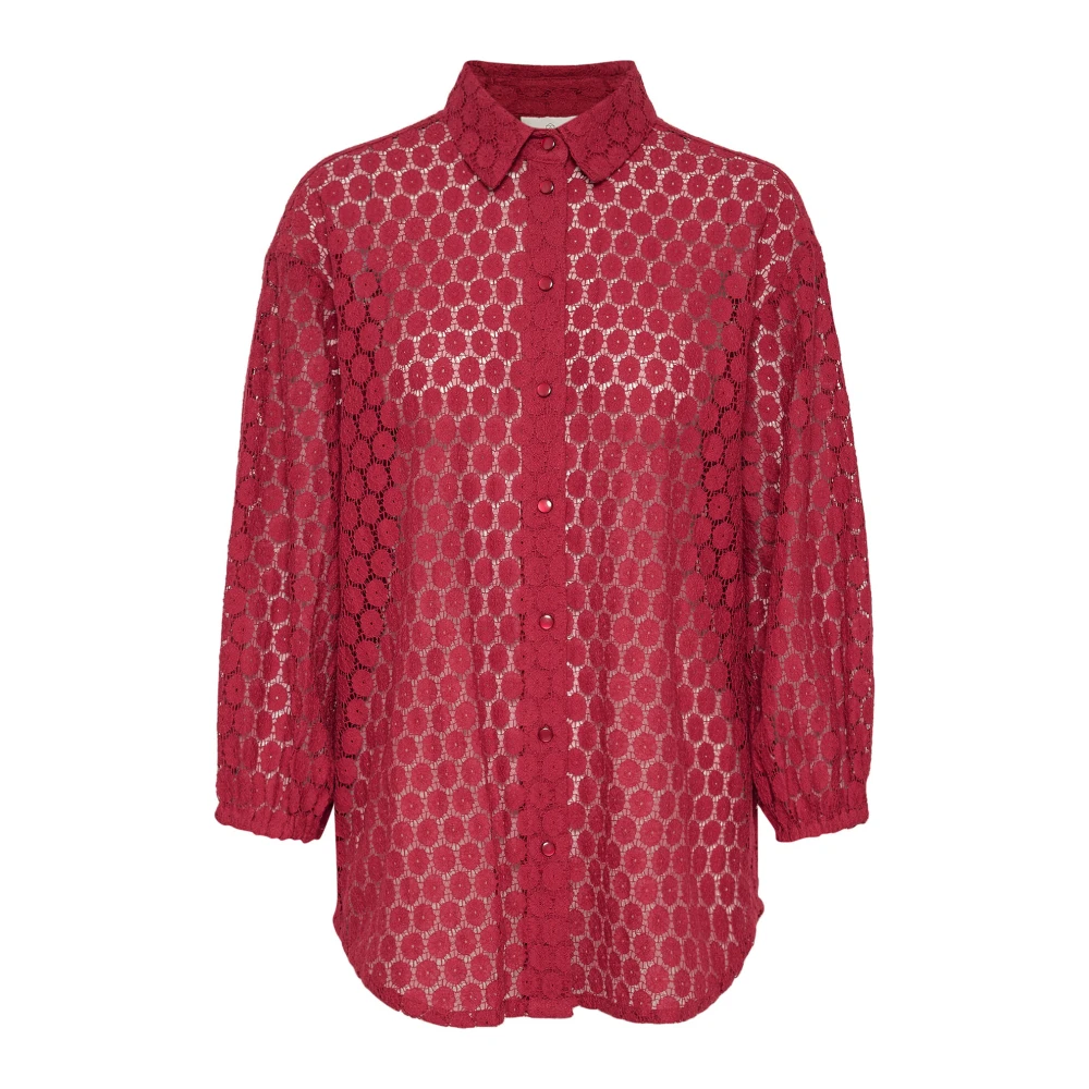 Kaffe Kanten Blouse Rumba Rood Red Dames