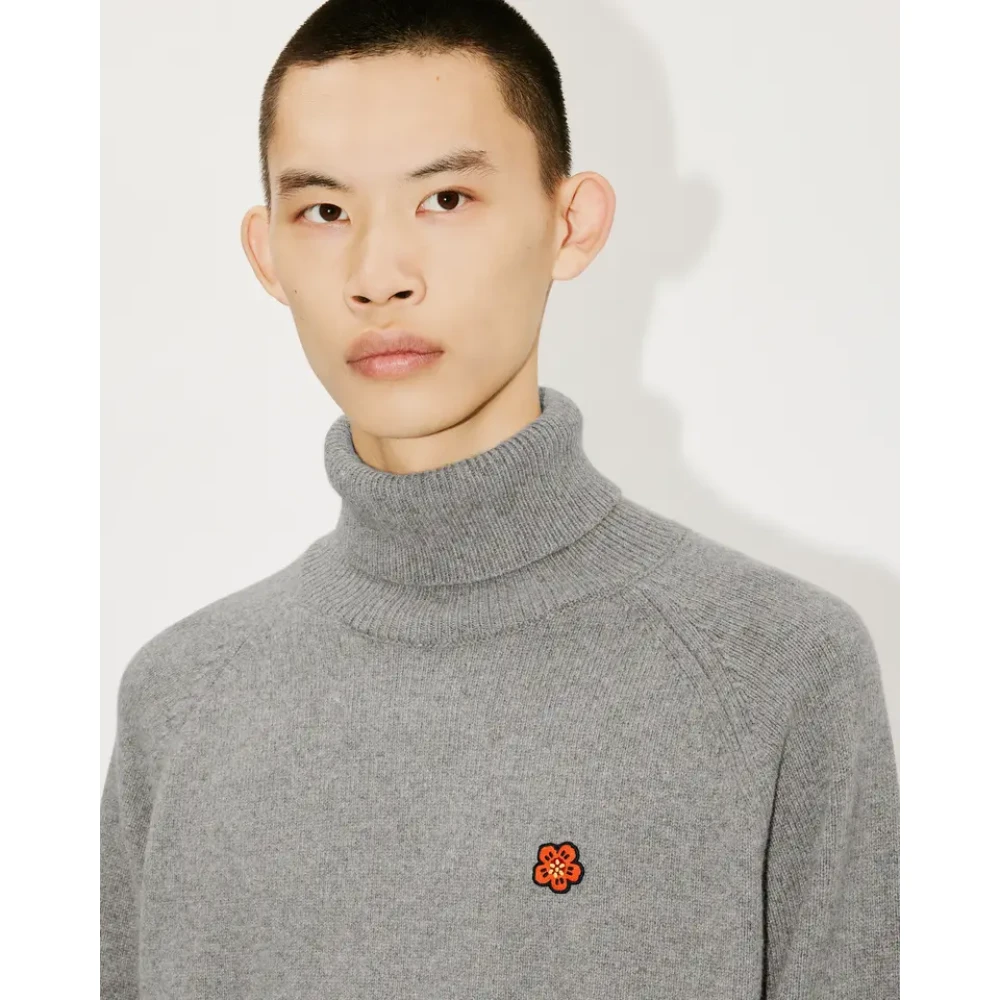 Kenzo Grijze Coltrui met Boke Flower Embleem Gray Heren
