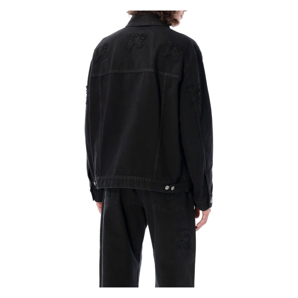 Palm Angels Monogram Denim Jack Zwart Aw24 Black Heren