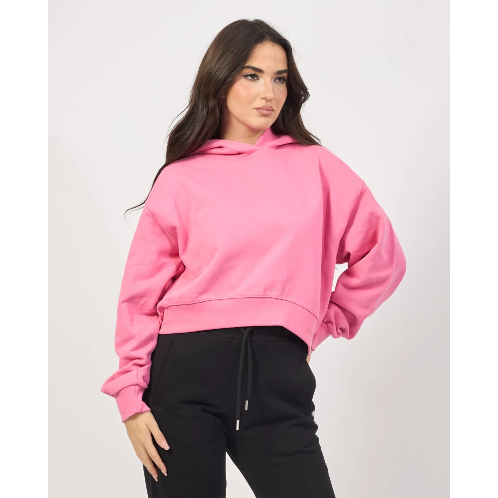 Disclaimer Roze Cropped Hoodie met Logopatch Pink Dames