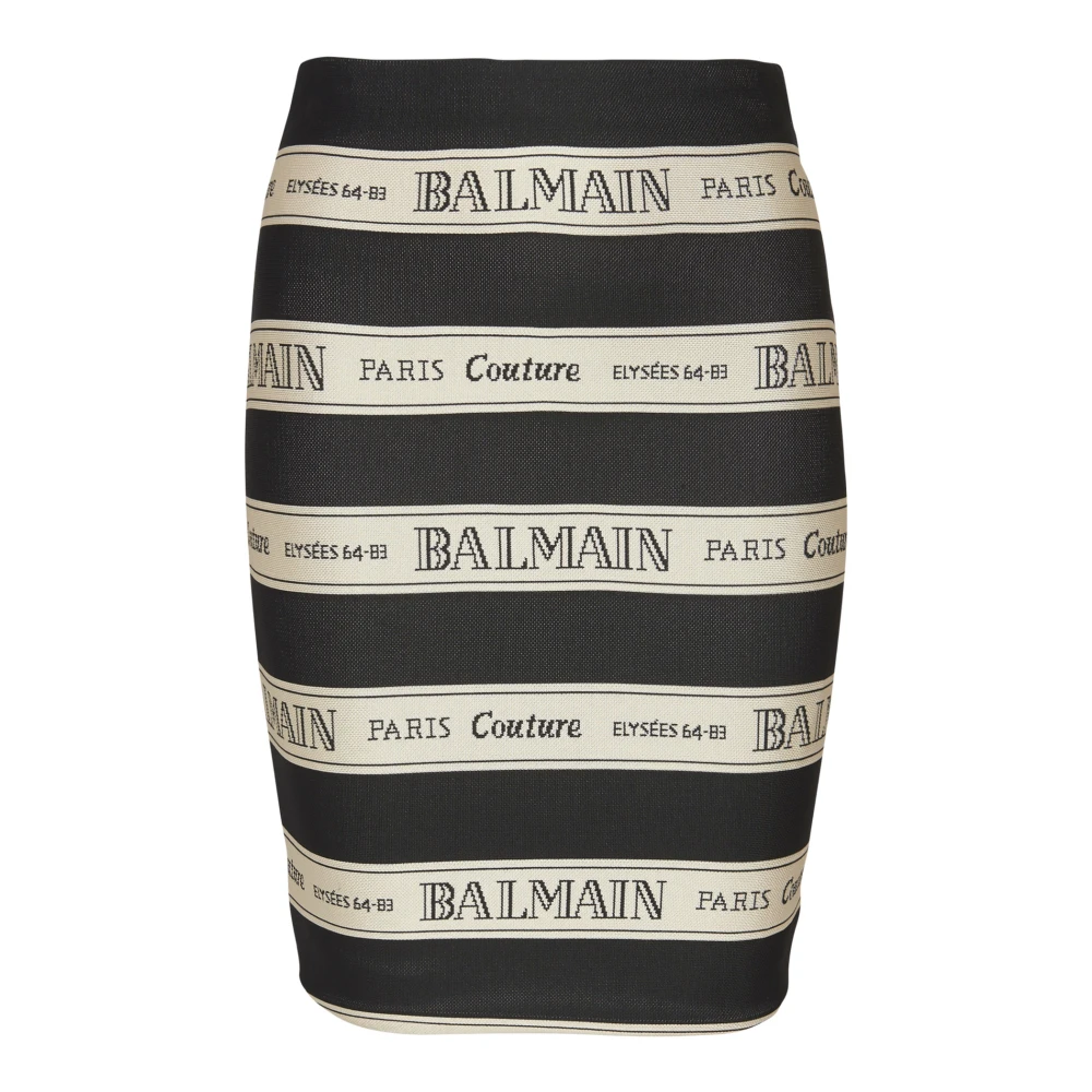 Balmain Black Short Jacquard Skirt With Ribbon Motif - Female - Short Skirts - 2XS - Skirts