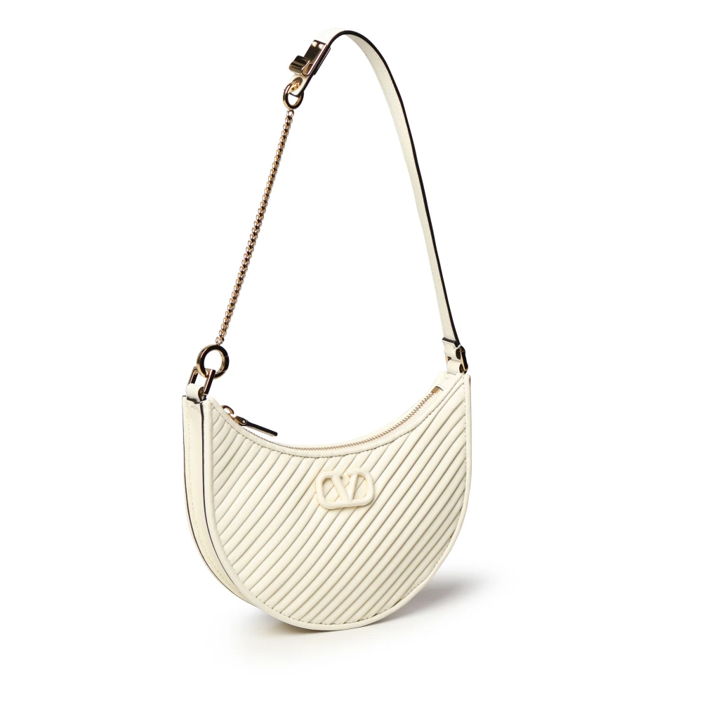 Valentino Garavani Witte Lamsvacht VLogo Gewatteerde Tas White Dames