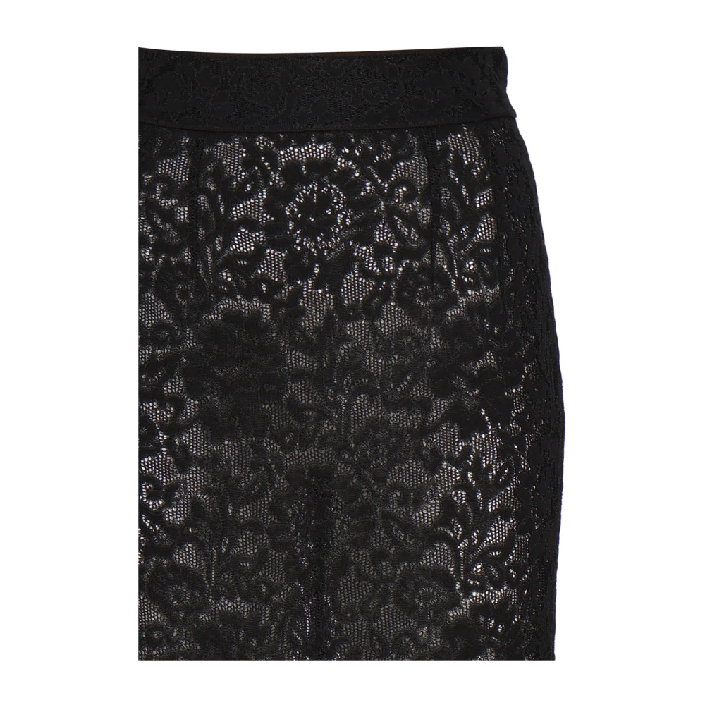 Dolce & Gabbana Zwart Kanten Midi Potloodrok Black Dames