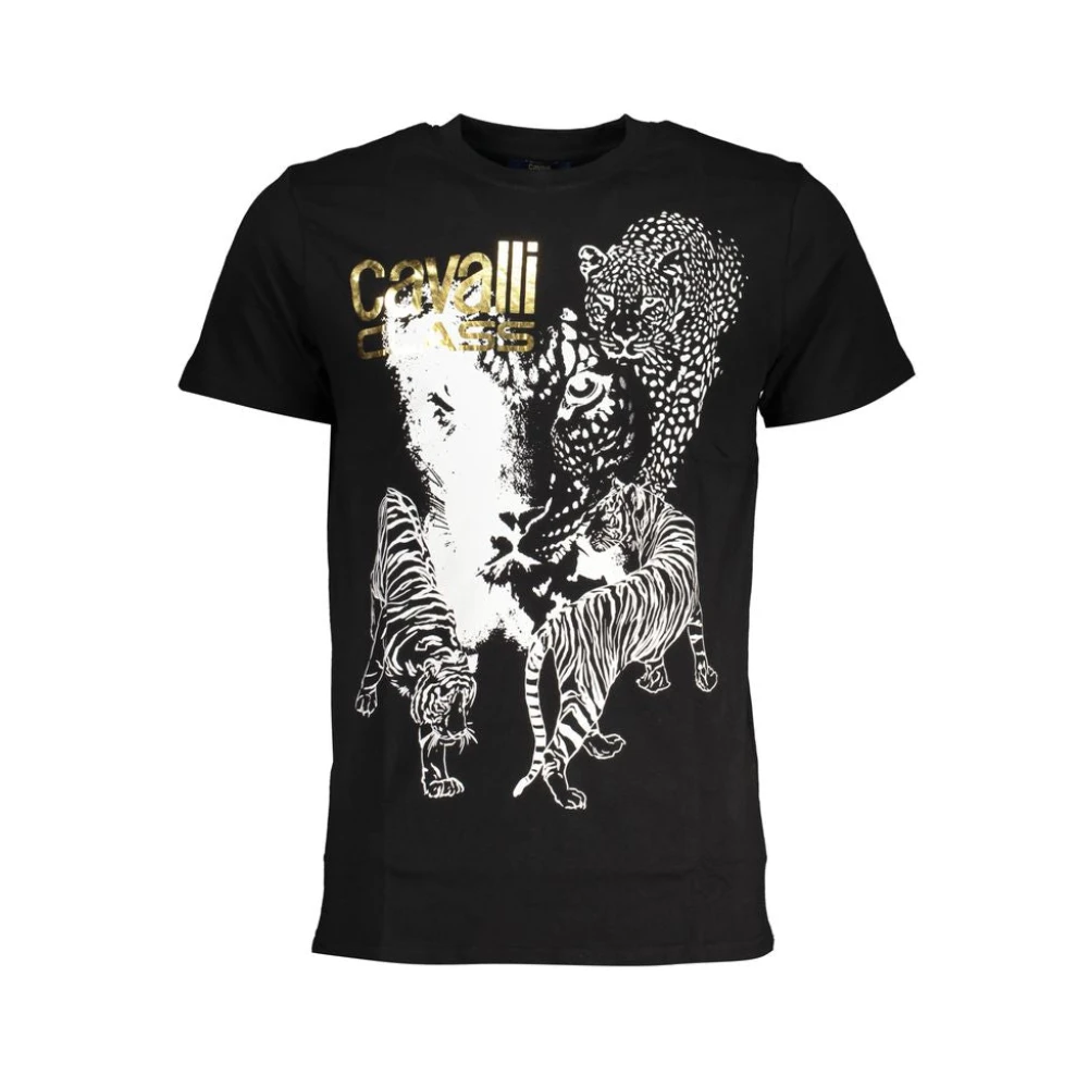 Cavalli Class Zwart Katoenen Bedrukt Logo T-Shirt Black Heren