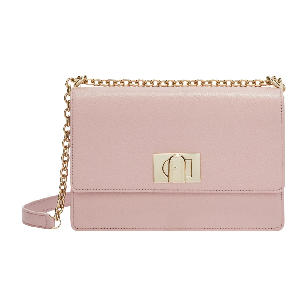 Furla Gestructureerde Leren Crossbody Tas met Kettinginleg Pink Dames